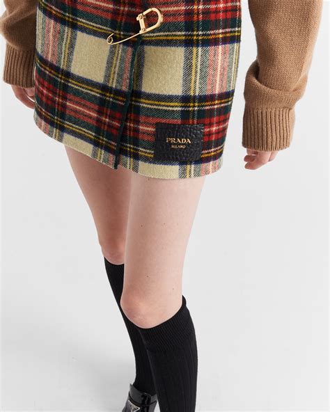 prada plaid mini skirt with safety pin|Ivory Plaid Miniskirt With Safety Pin .